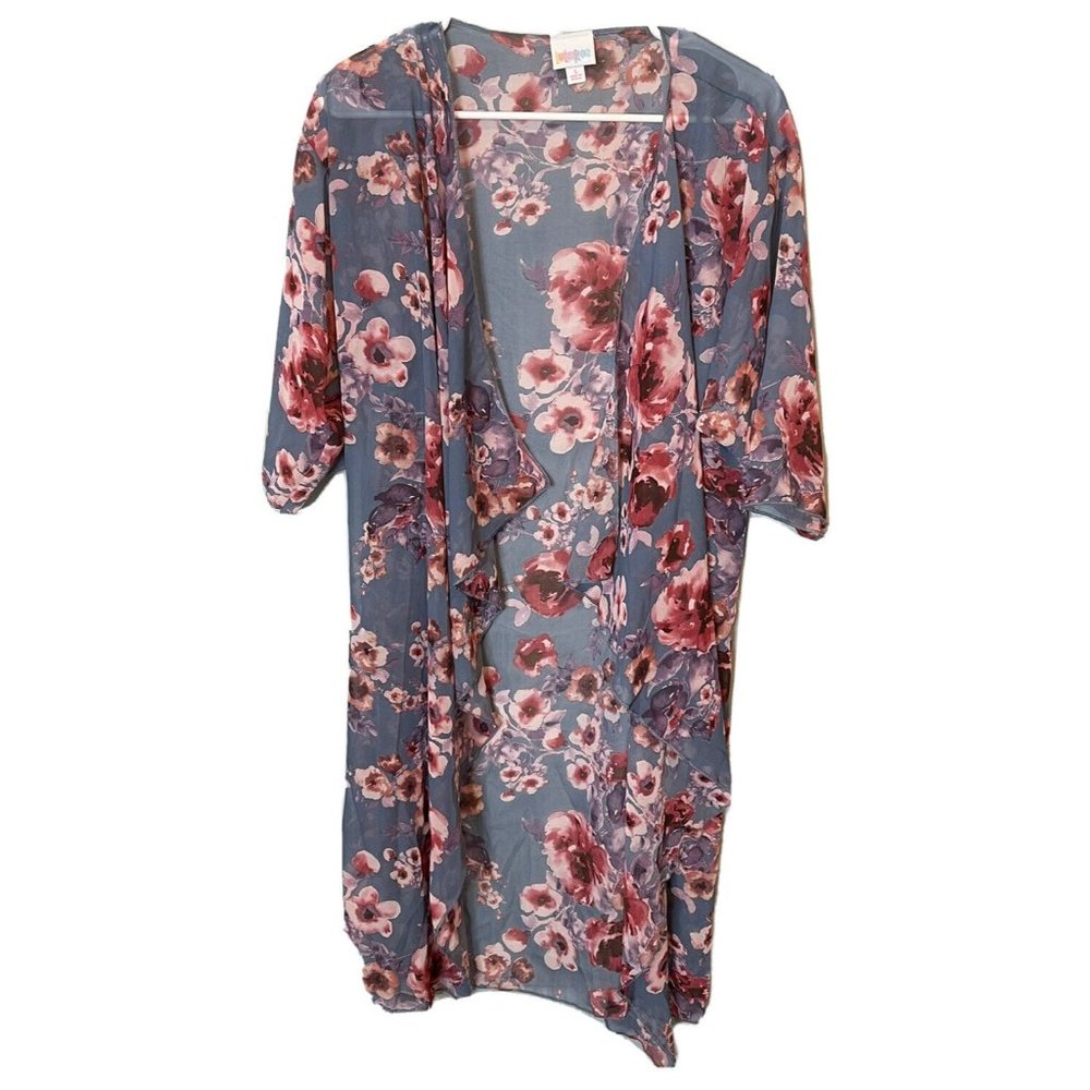 lularoe small floral cardigan kimono sheer open front short sleeve S